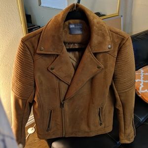 ASOS Saddle Brown Faux Suede Biker Jacket (S/M)